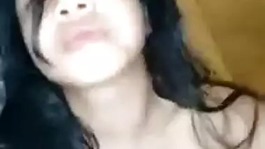 Cute Desi minx interrupts sucking sex tool to show guy her XXX pussy